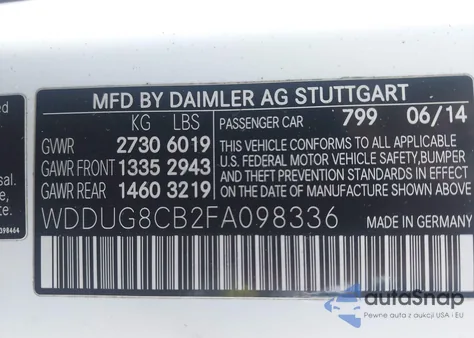 2015 Mercedes-Benz S 550 z USA, uszkodzony, nr VIN WDDUG8CB2FA098336